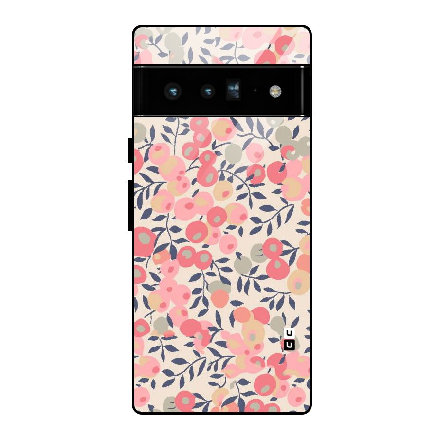 Pink Leaf Pattern Glass Back Case for Google Pixel 6 Pro