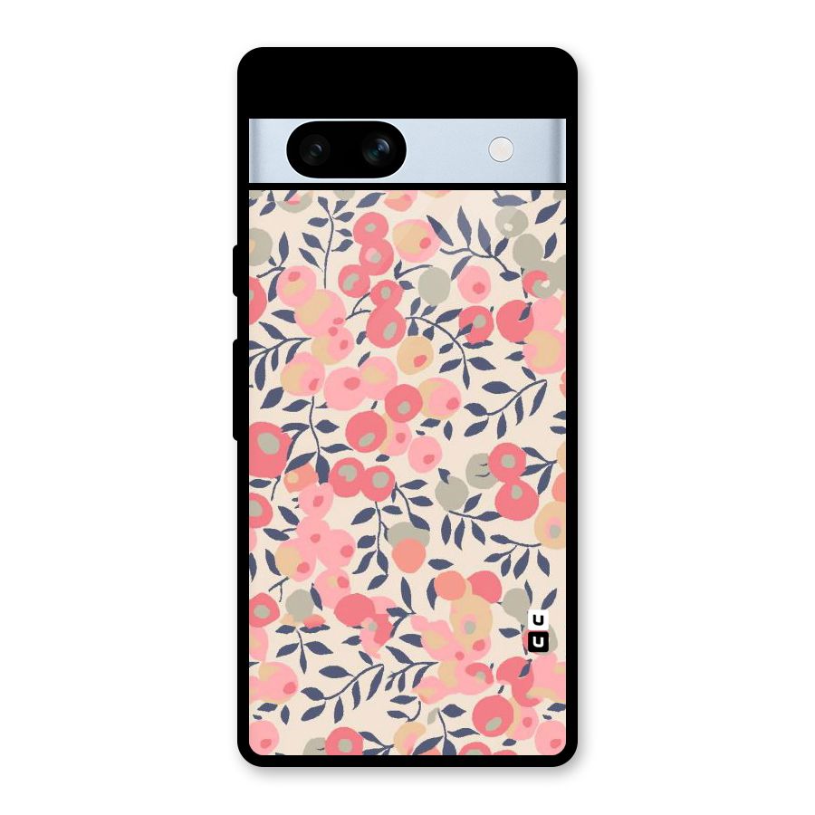 Pink Leaf Pattern Glass Back Case for Google Pixel 7a