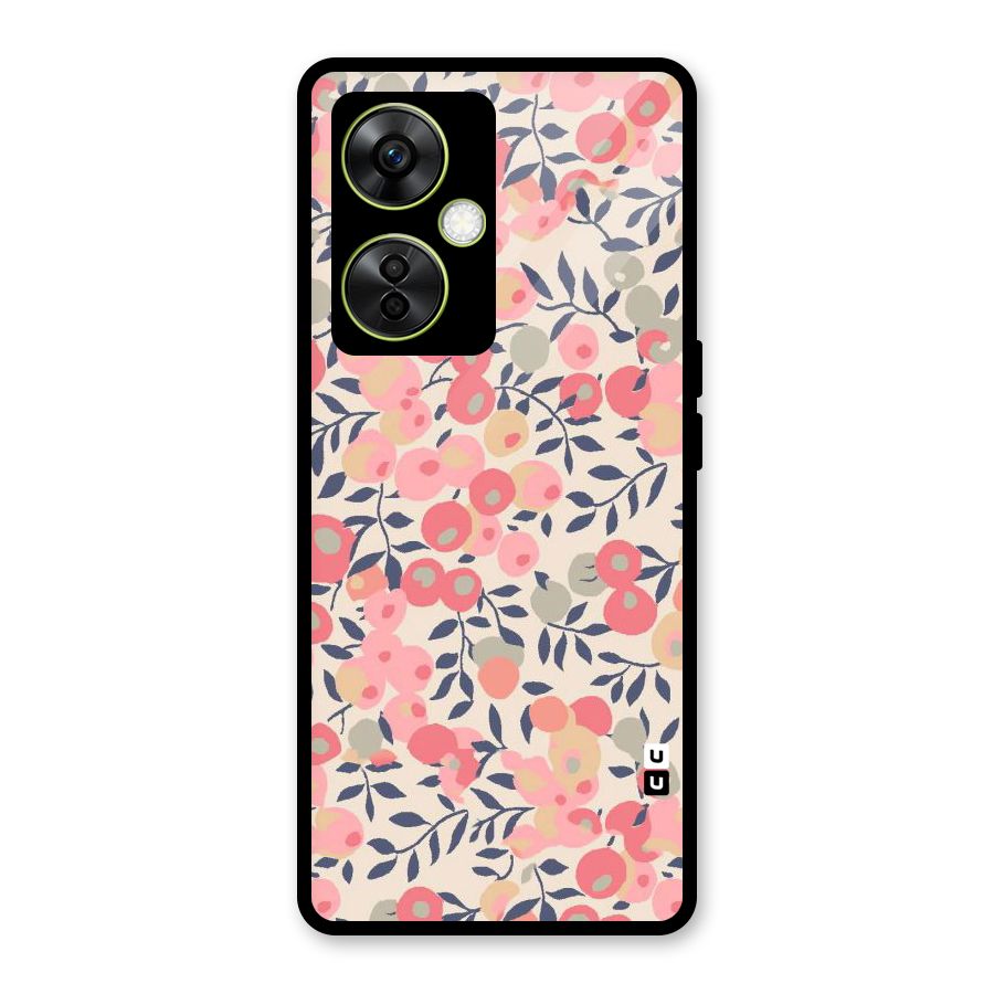 Pink Leaf Pattern Glass Back Case for OnePlus Nord CE 3 Lite