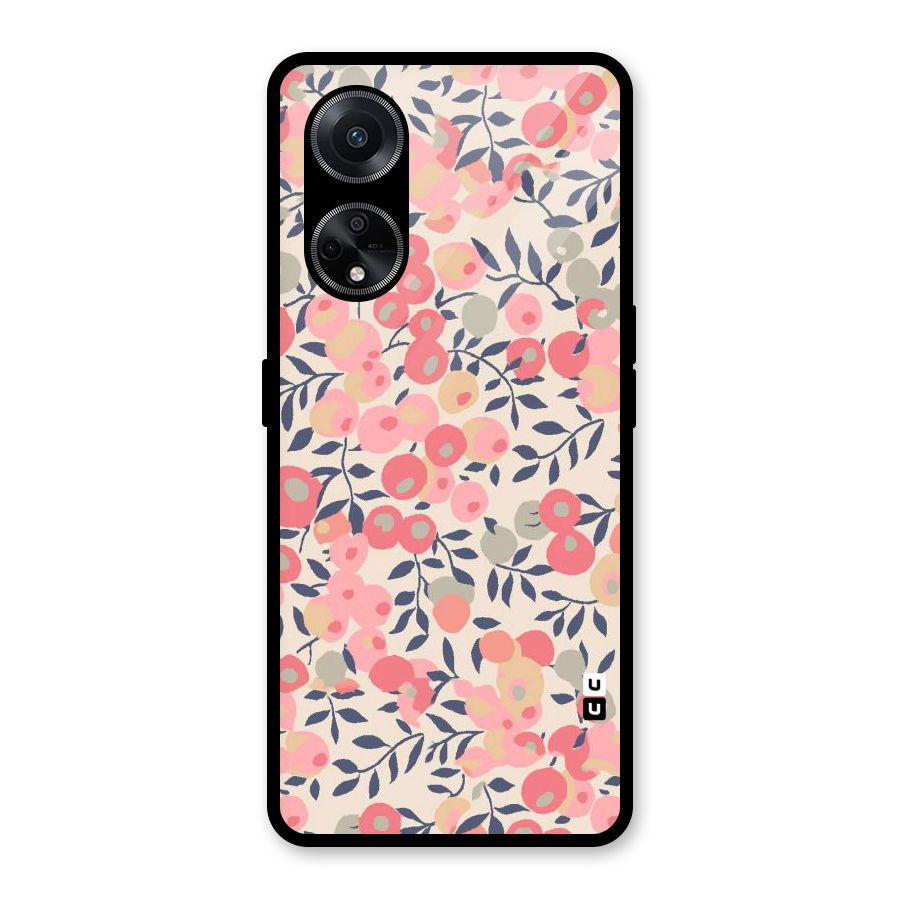 Pink Leaf Pattern Glass Back Case for Oppo F23