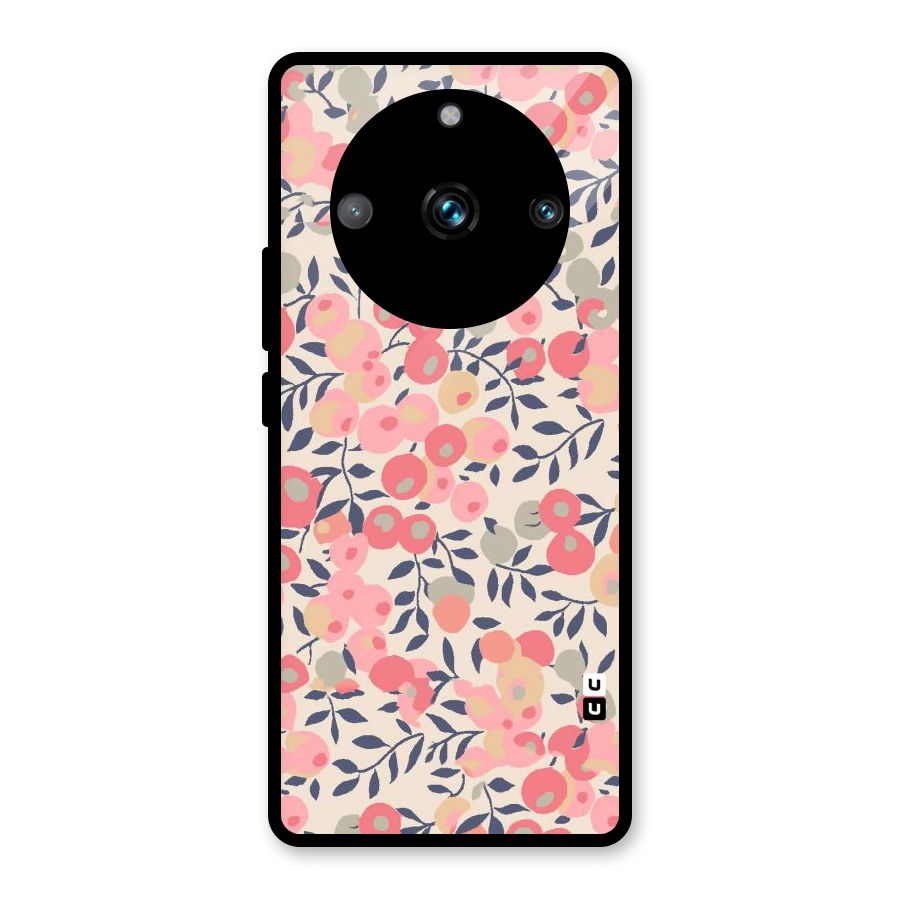 Pink Leaf Pattern Glass Back Case for Realme 11 Pro