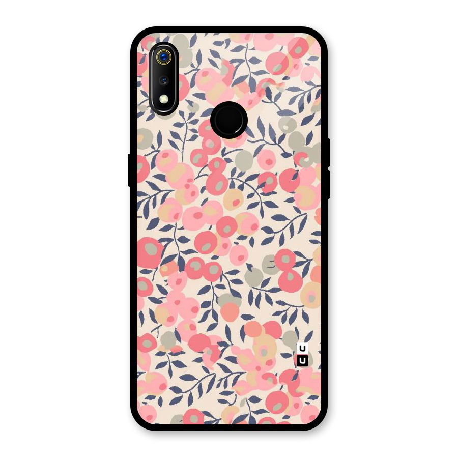 Pink Leaf Pattern Glass Back Case for Realme 3i