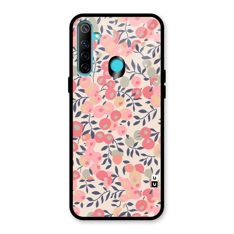 Pink Leaf Pattern Glass Back Case for Realme 5i