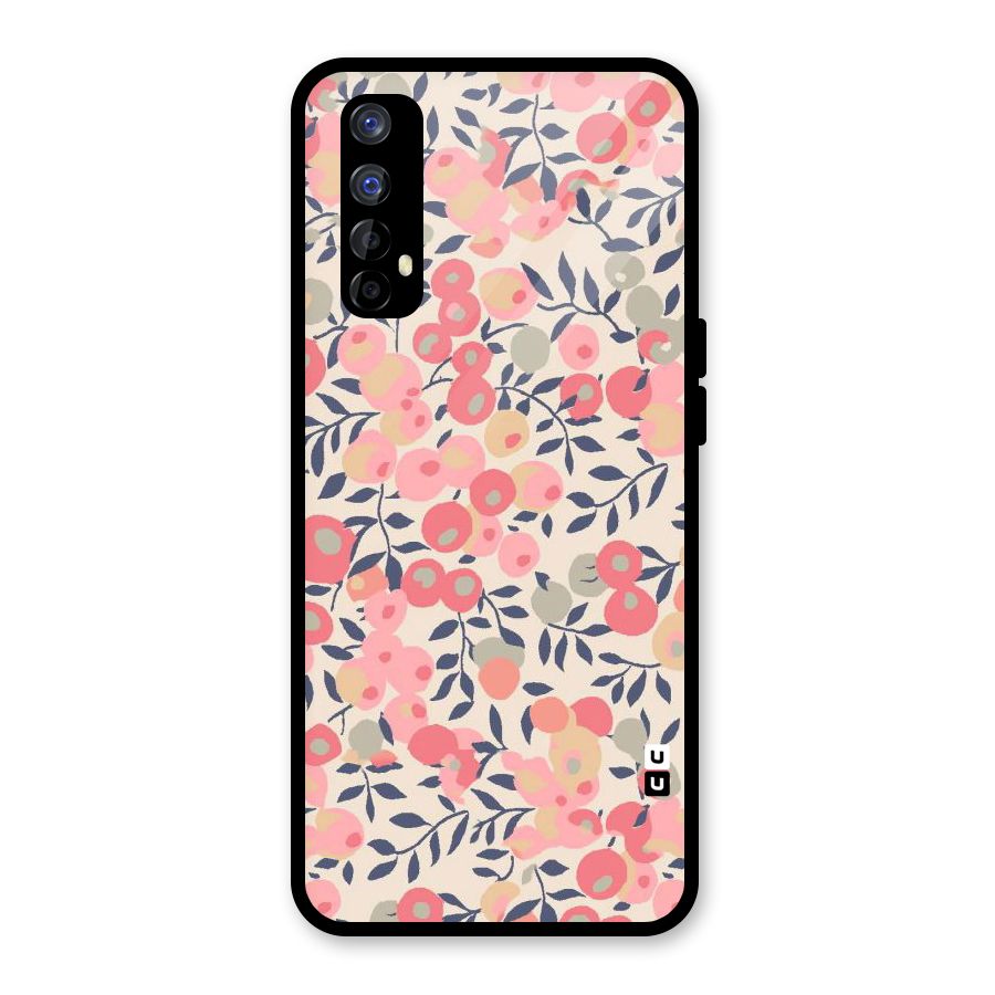 Pink Leaf Pattern Glass Back Case for Realme 7