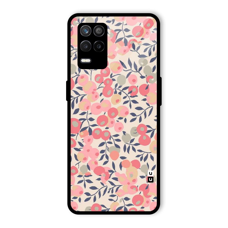 Pink Leaf Pattern Glass Back Case for Realme 8s 5G