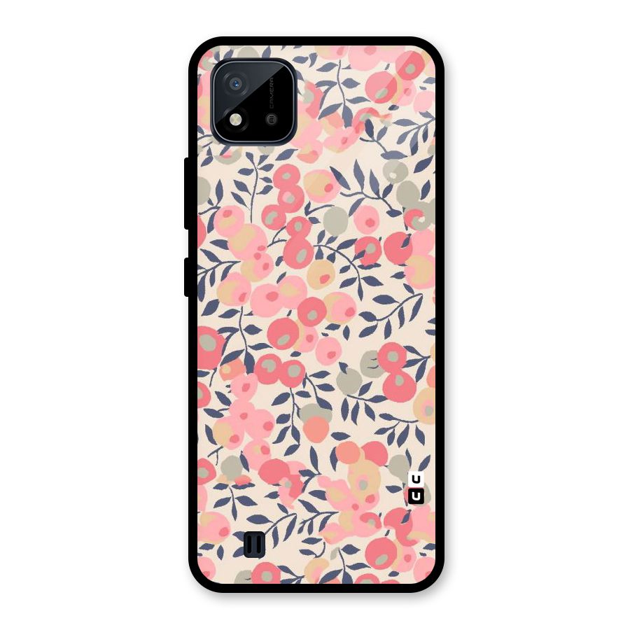 Pink Leaf Pattern Glass Back Case for Realme C11 2021