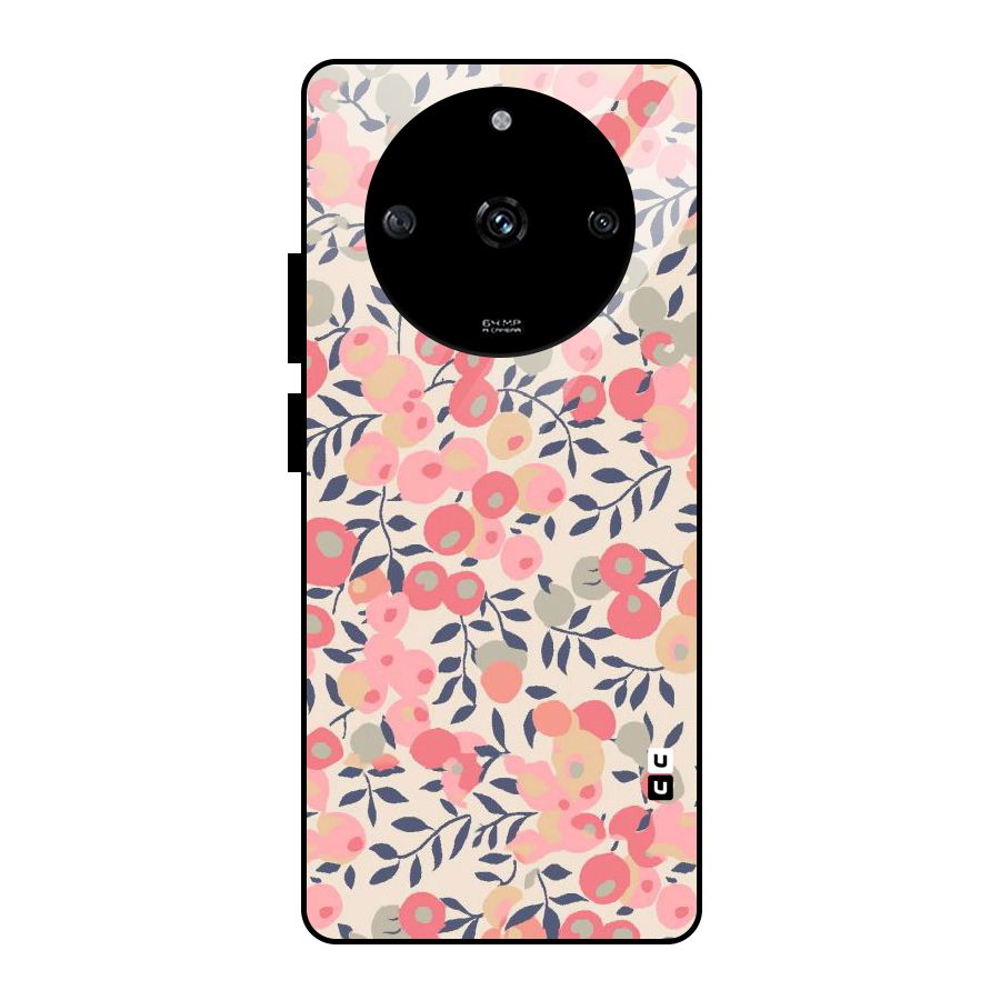 Pink Leaf Pattern Glass Back Case for Realme Narzo 60 5G