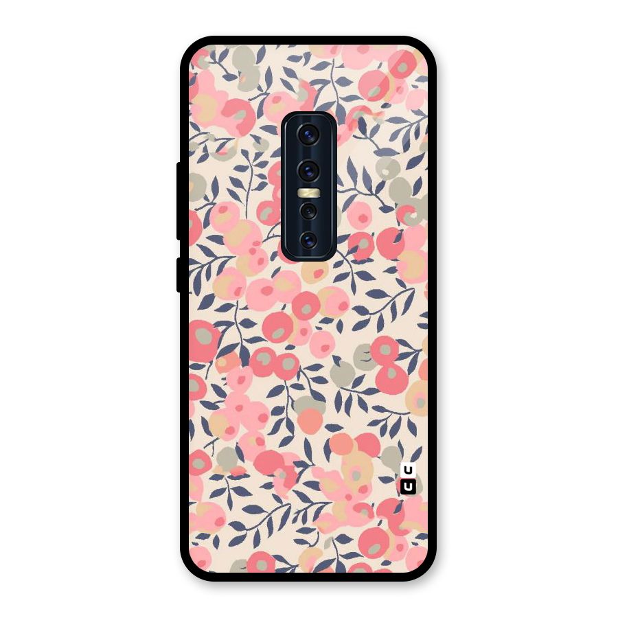 Pink Leaf Pattern Glass Back Case for Vivo V17 Pro