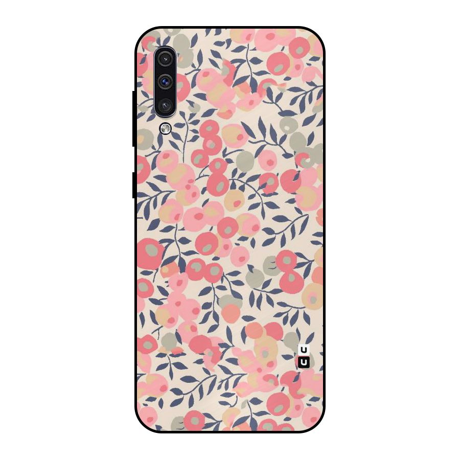 Pink Leaf Pattern Metal Back Case for Galaxy A30s