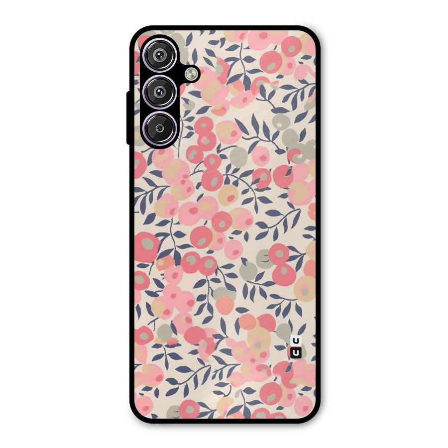 Pink Leaf Pattern Metal Back Case for Galaxy F15