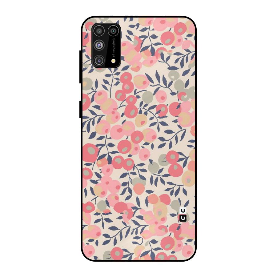 Pink Leaf Pattern Metal Back Case for Galaxy F41