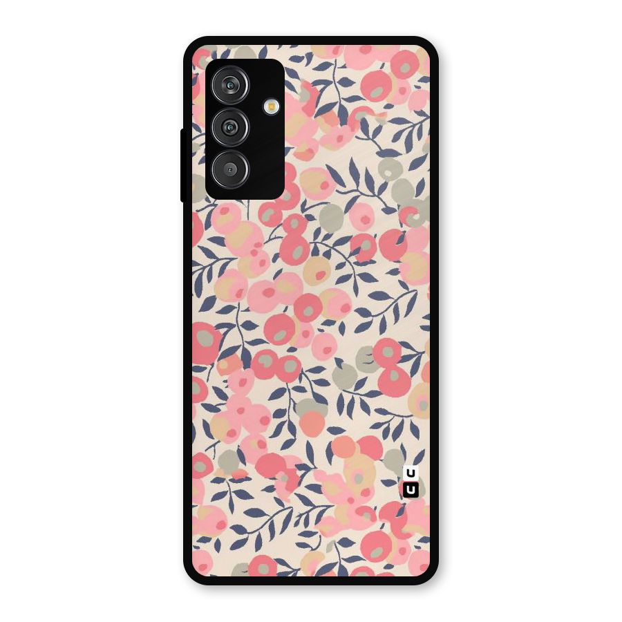Pink Leaf Pattern Metal Back Case for Galaxy M14 5G