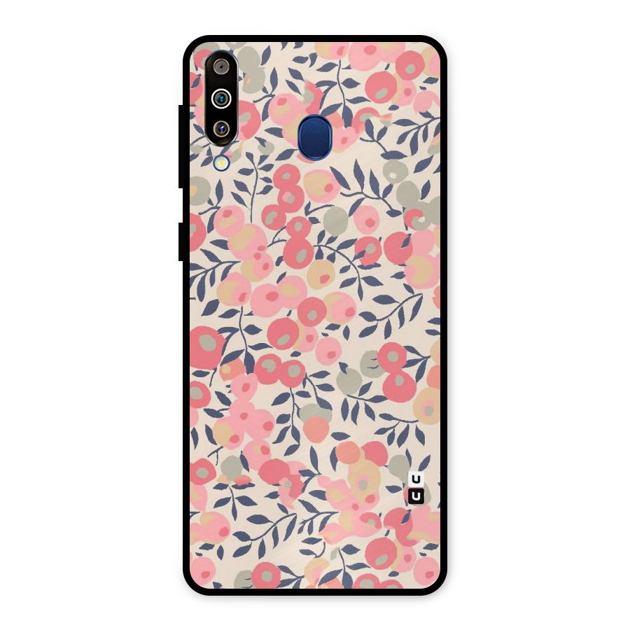 Pink Leaf Pattern Metal Back Case for Galaxy M30