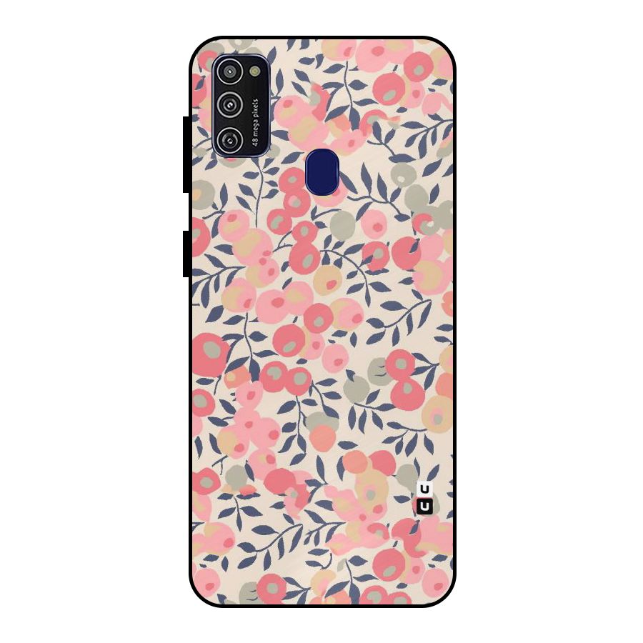 Pink Leaf Pattern Metal Back Case for Galaxy M30s