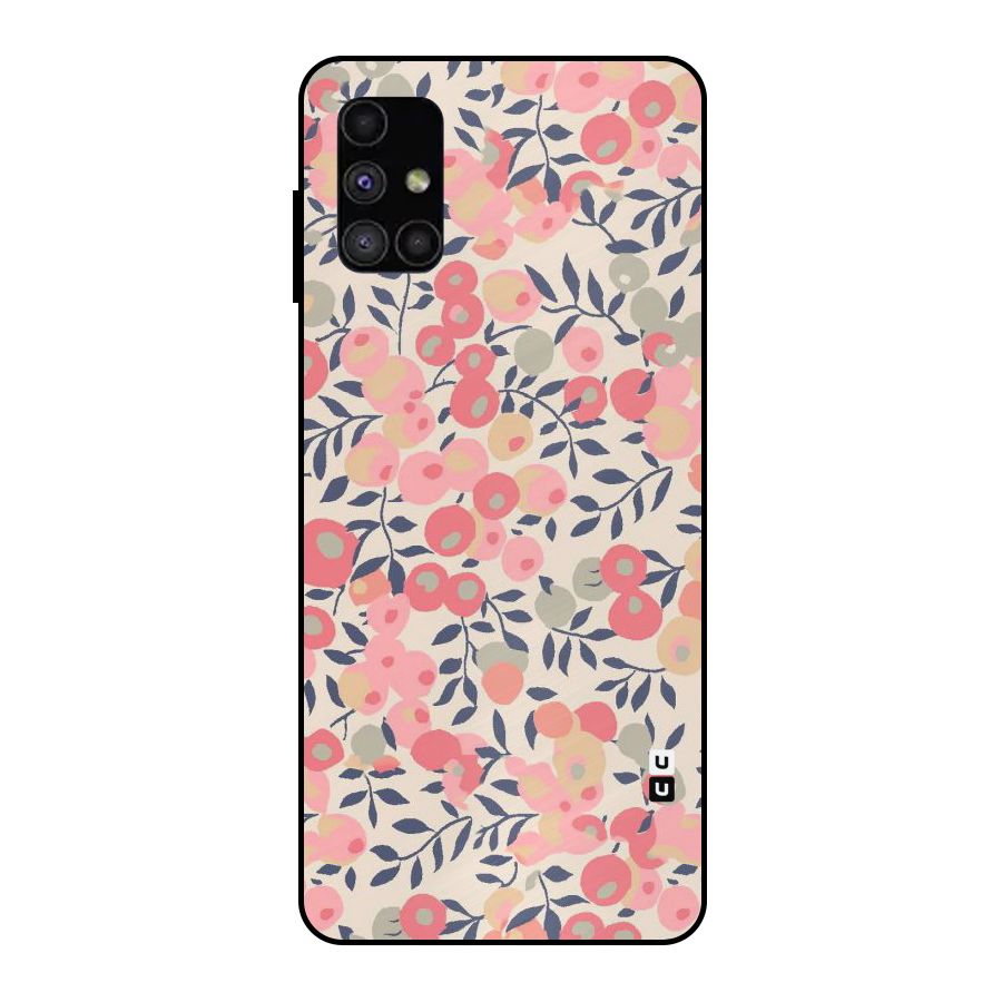 Pink Leaf Pattern Metal Back Case for Galaxy M51