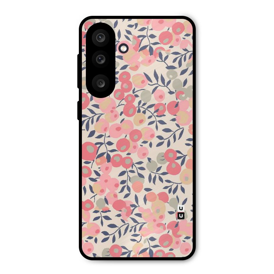 Pink Leaf Pattern Metal Back Case for Galaxy M56