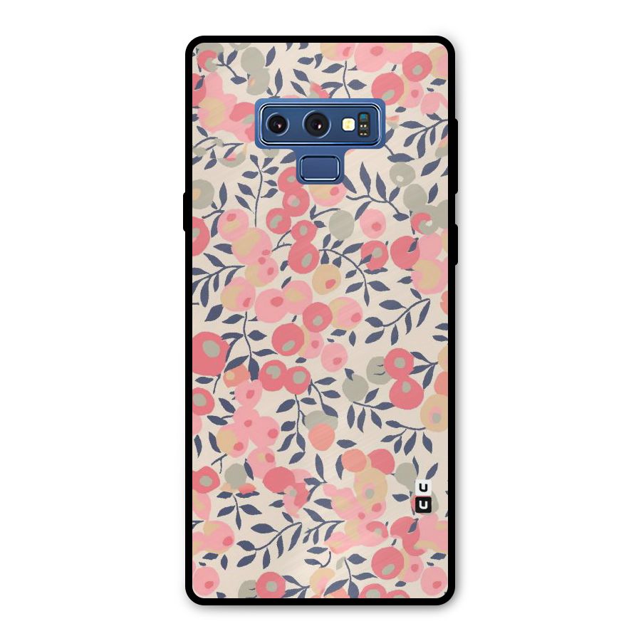 Pink Leaf Pattern Metal Back Case for Galaxy Note 9