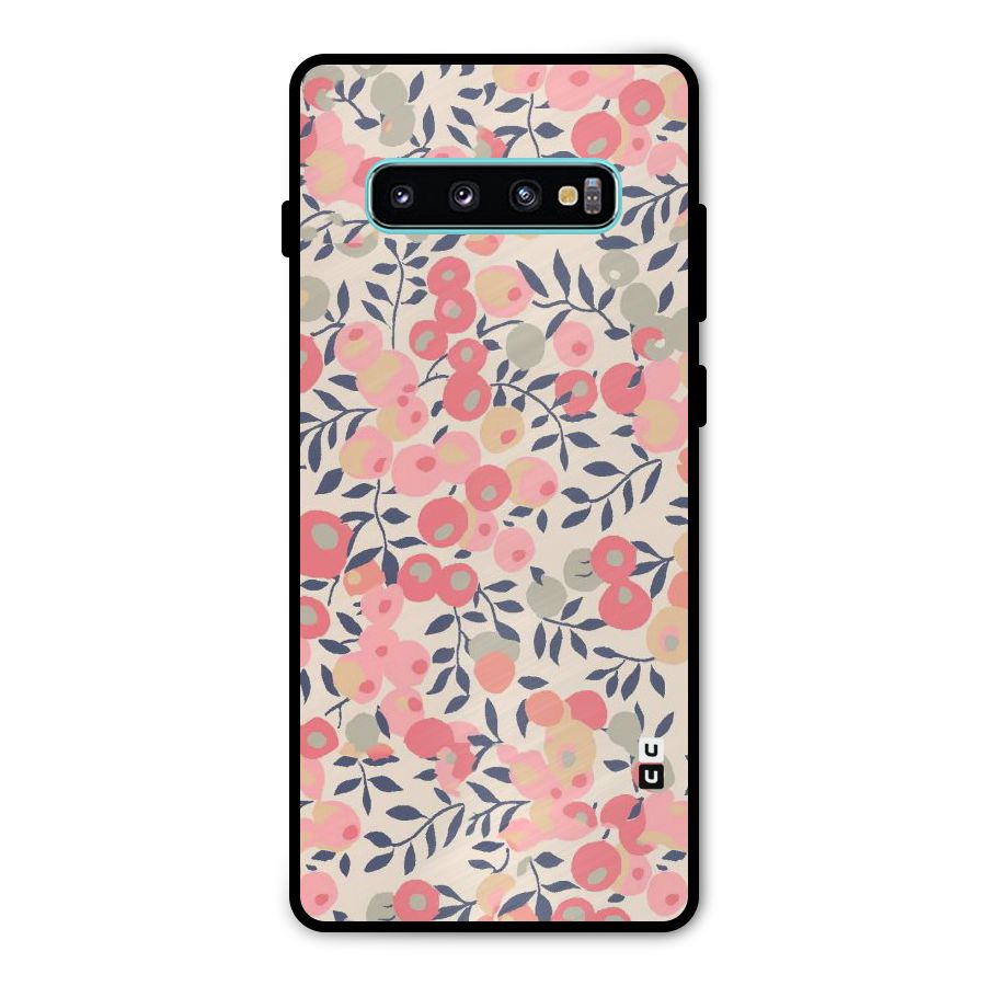 Pink Leaf Pattern Metal Back Case for Galaxy S10 Plus
