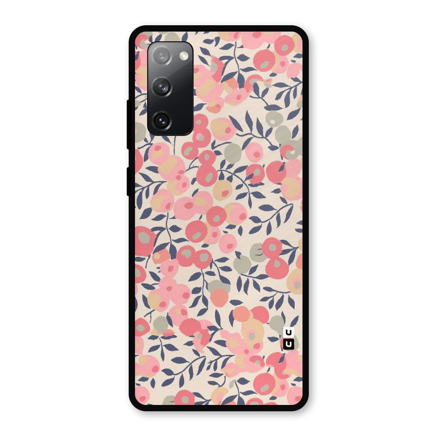 Pink Leaf Pattern Metal Back Case for Galaxy S20 FE 5G