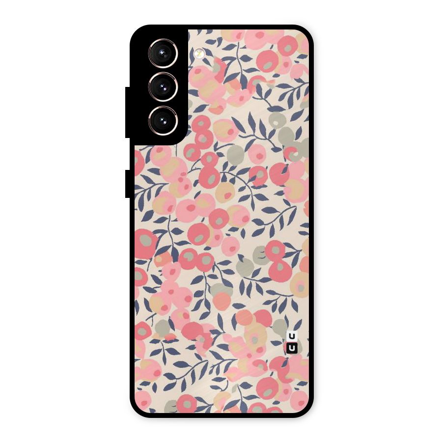 Pink Leaf Pattern Metal Back Case for Galaxy S21 5G