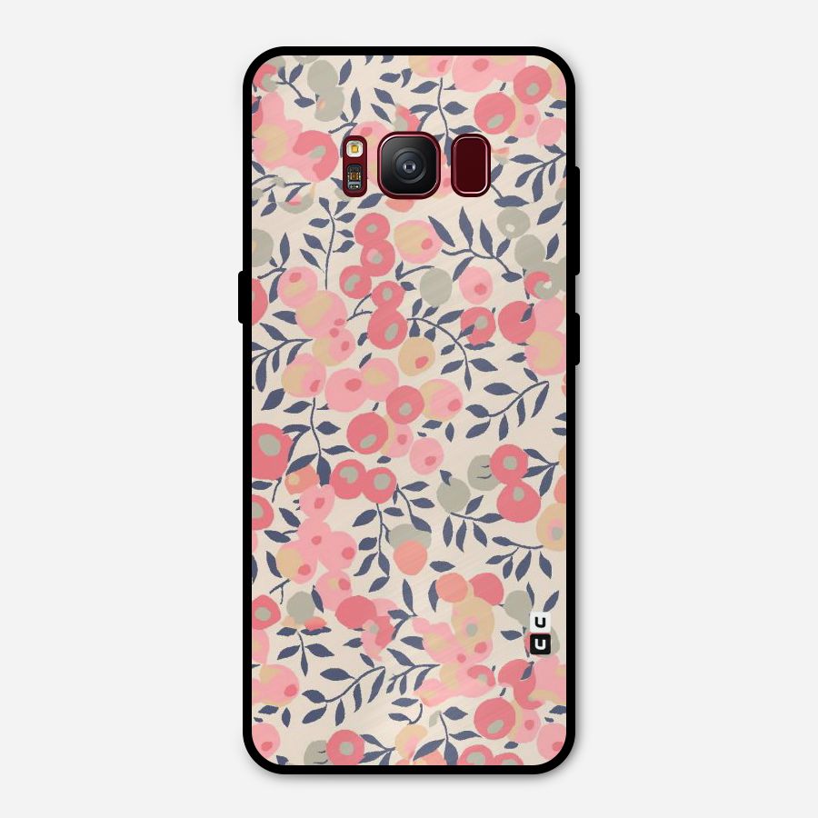 Pink Leaf Pattern Metal Back Case for Galaxy S8