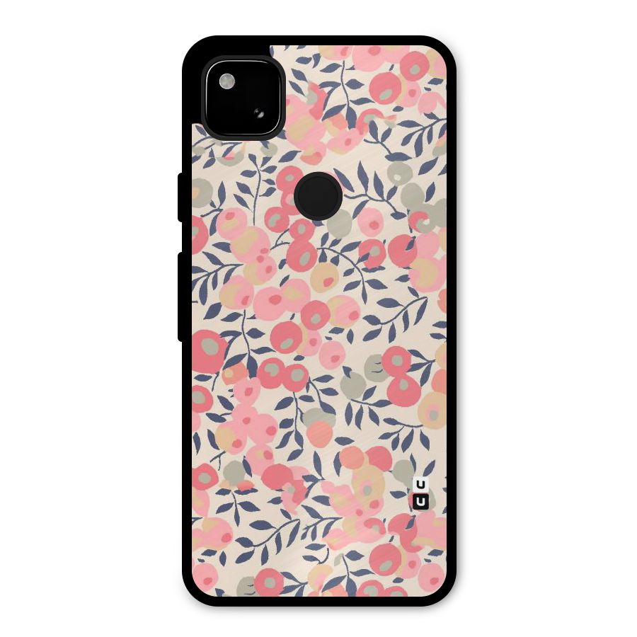 Pink Leaf Pattern Metal Back Case for Google Pixel 4a