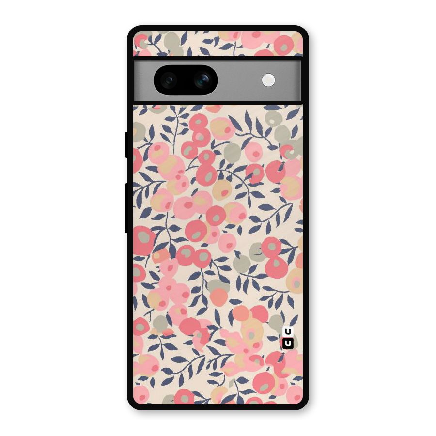Pink Leaf Pattern Metal Back Case for Google Pixel 7a