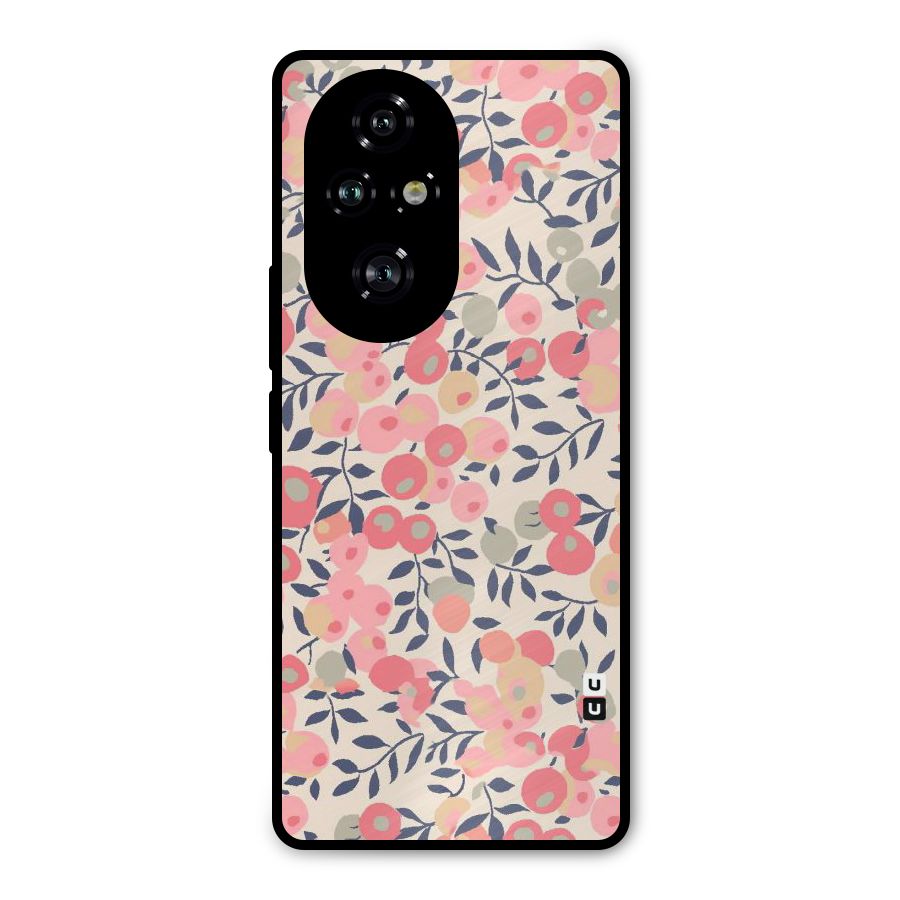 Pink Leaf Pattern Metal Back Case for Honor 200 Pro