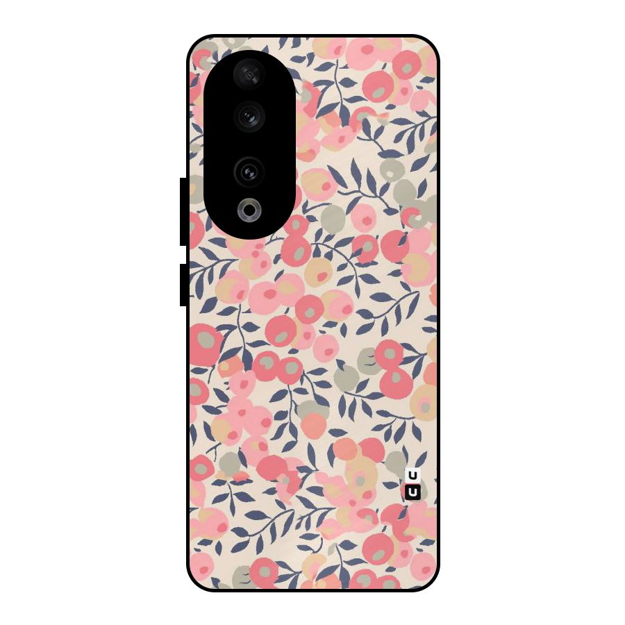 Pink Leaf Pattern Metal Back Case for Honor 90