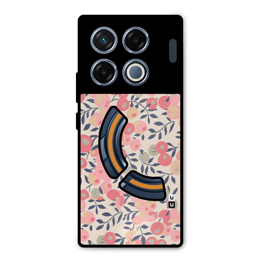 Pink Leaf Pattern Metal Back Case for Infinix GT 20 Pro