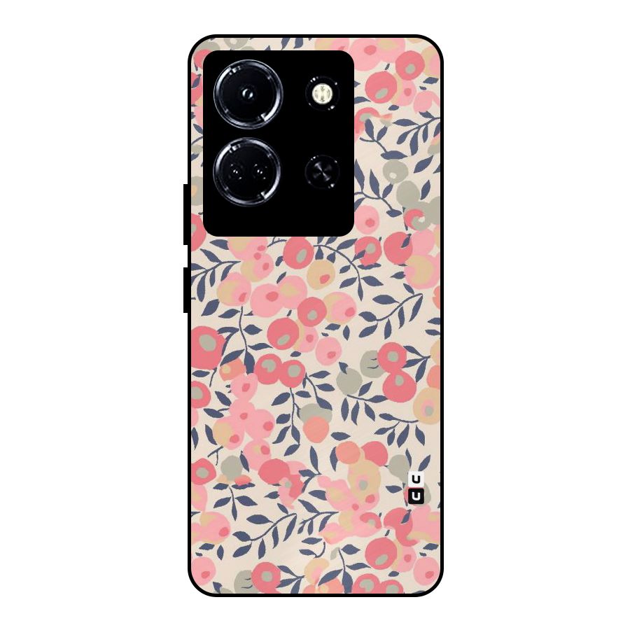 Pink Leaf Pattern Metal Back Case for Infinix Note 30 5G