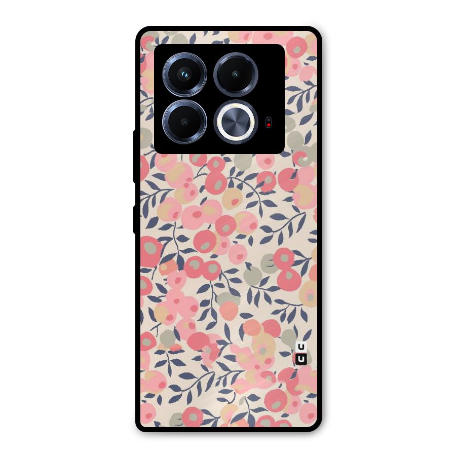 Pink Leaf Pattern Metal Back Case for Infinix Note 40 5G