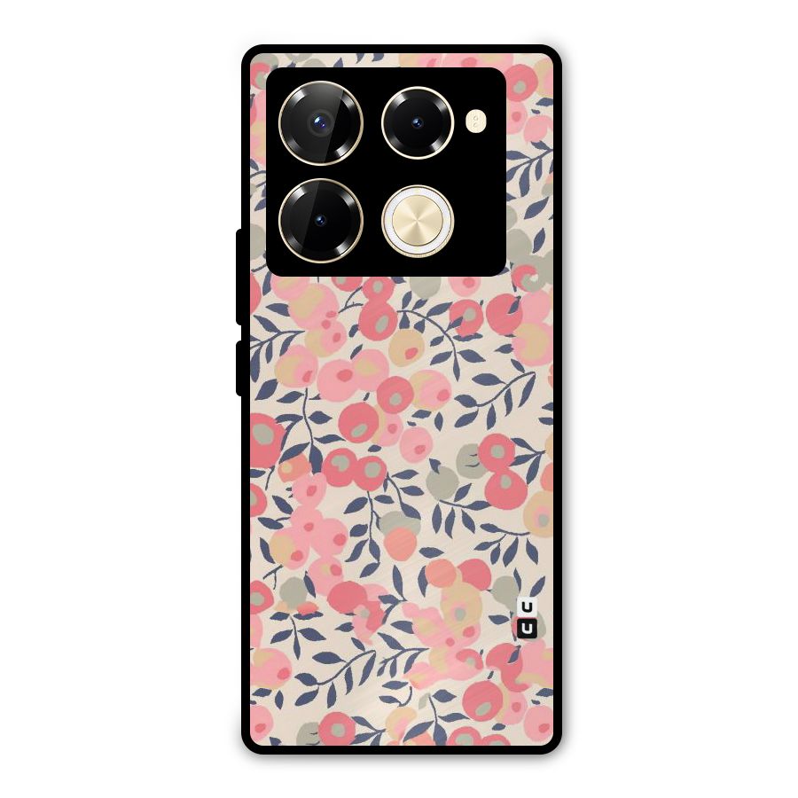 Pink Leaf Pattern Metal Back Case for Infinix Note 40 Pro