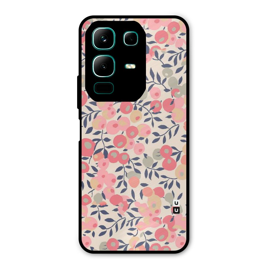 Pink Leaf Pattern Metal Back Case for Infinix Note 50x