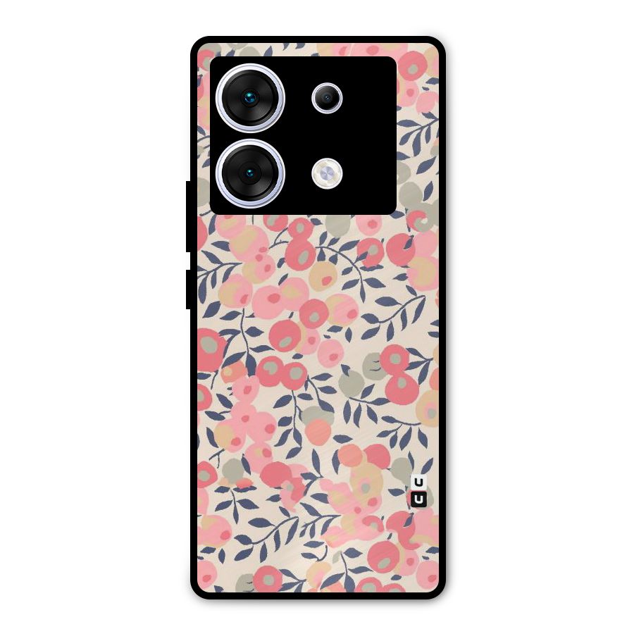 Pink Leaf Pattern Metal Back Case for Infinix Zero 30 5G