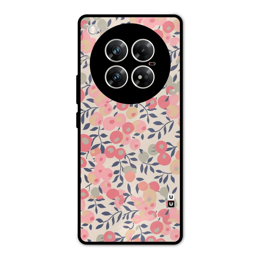 Pink Leaf Pattern Metal Back Case for Infinix Zero 40 5G