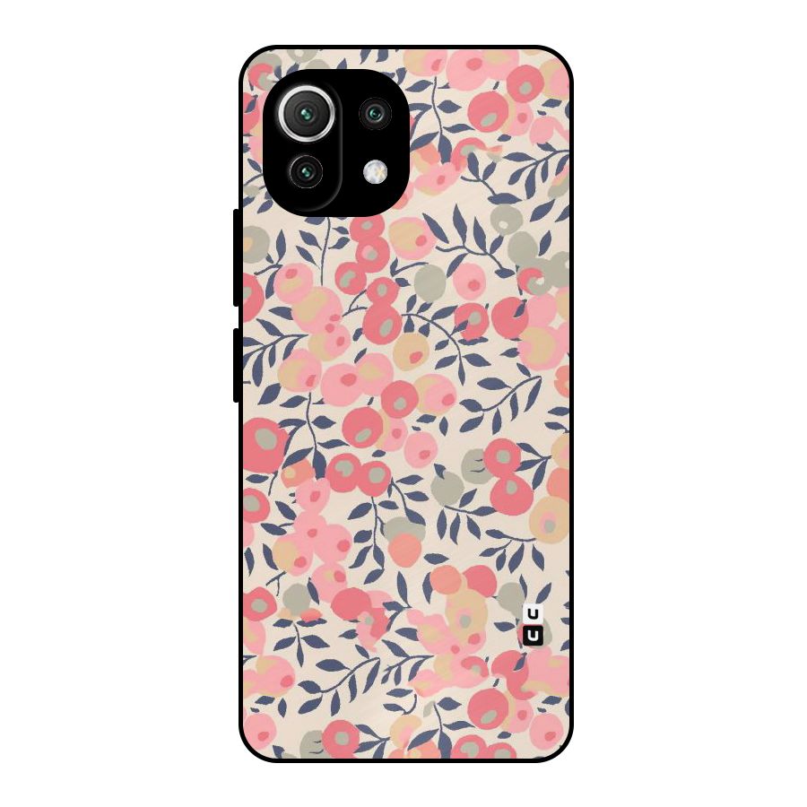 Pink Leaf Pattern Metal Back Case for Mi 11 Lite