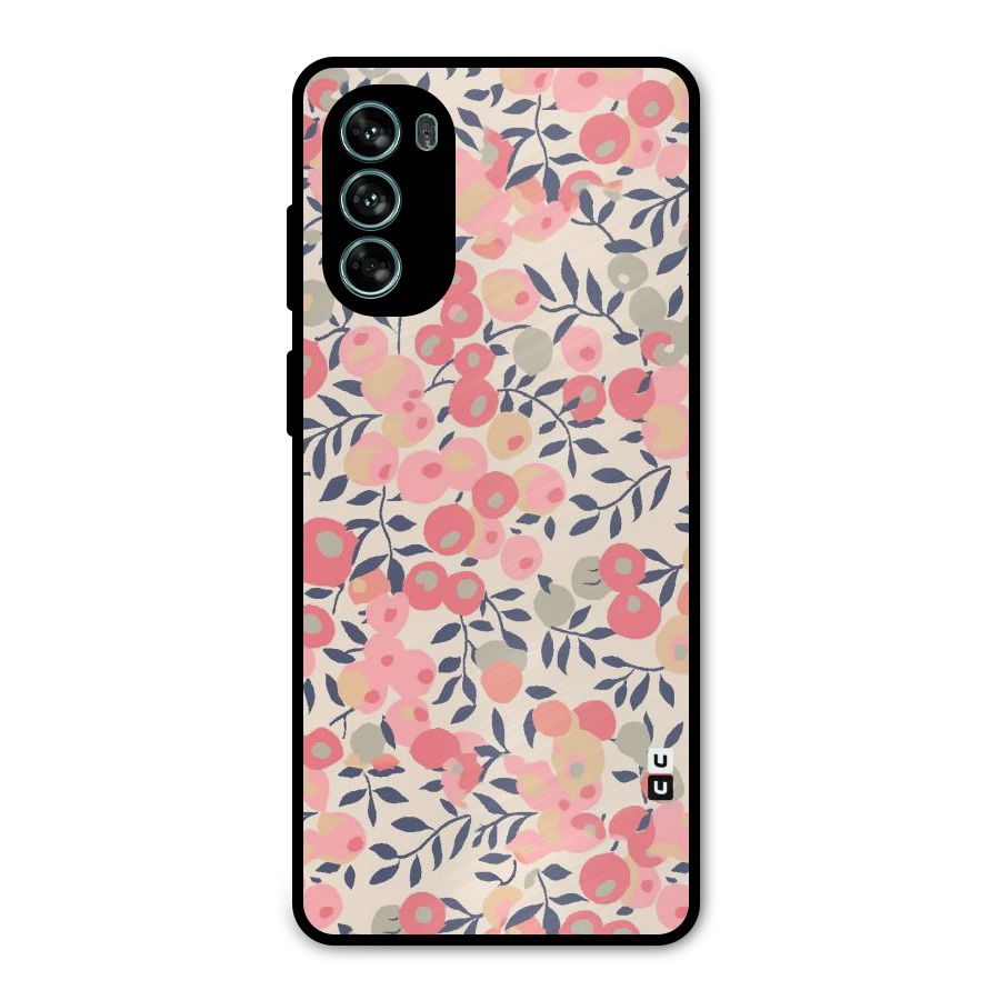 Pink Leaf Pattern Metal Back Case for Moto G62