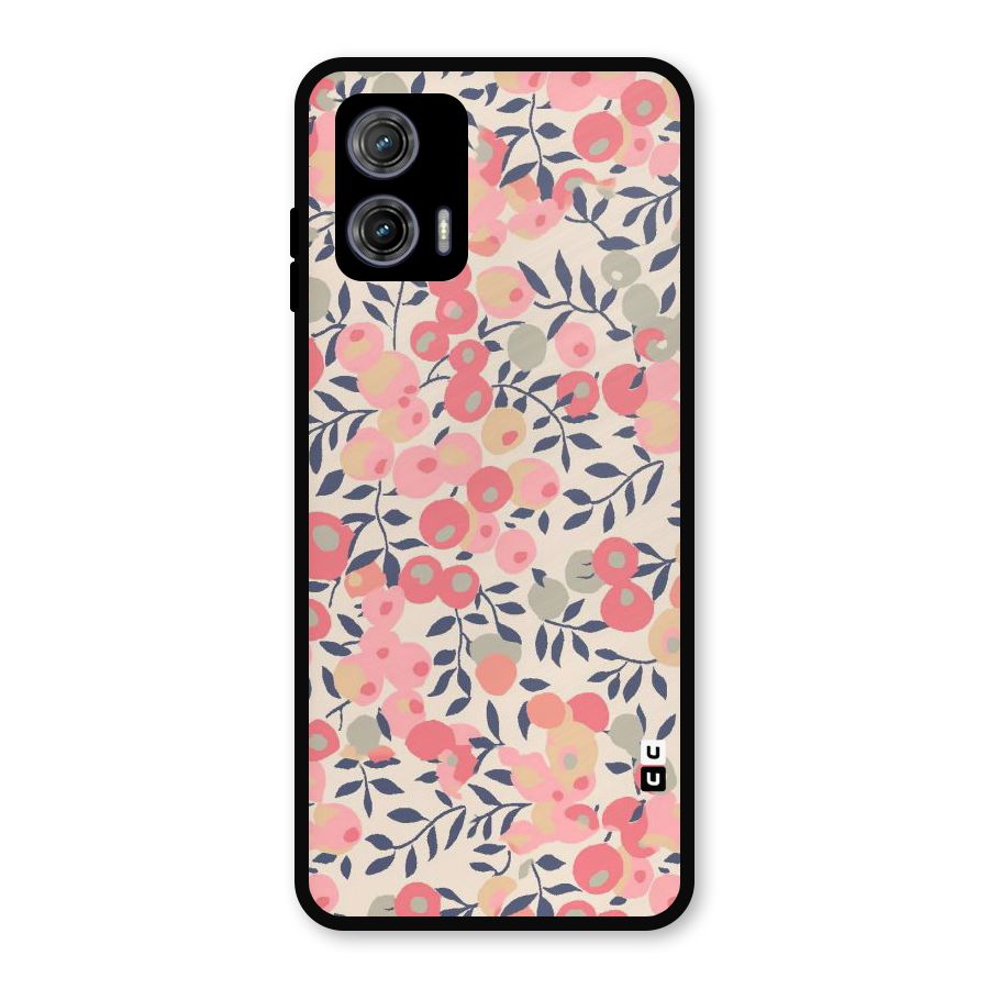 Pink Leaf Pattern Metal Back Case for Moto G73