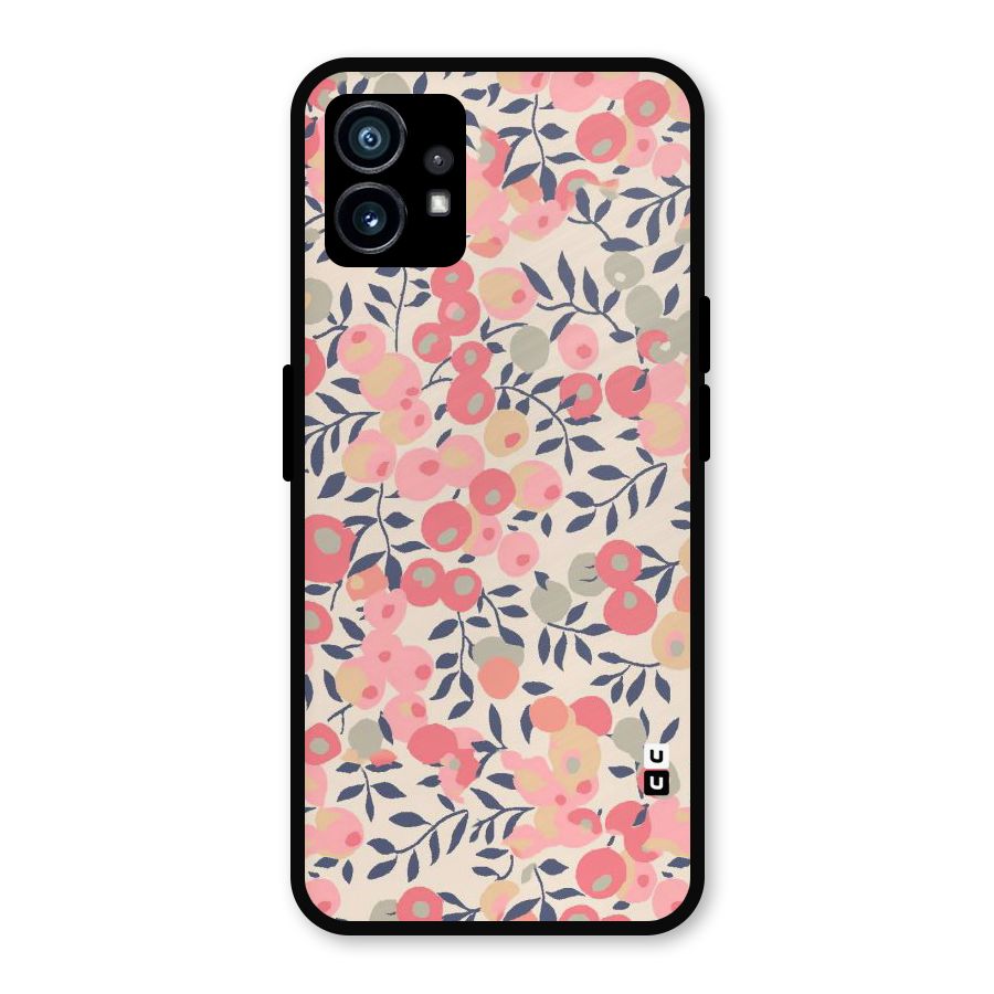 Pink Leaf Pattern Metal Back Case for Nothing Phone 1