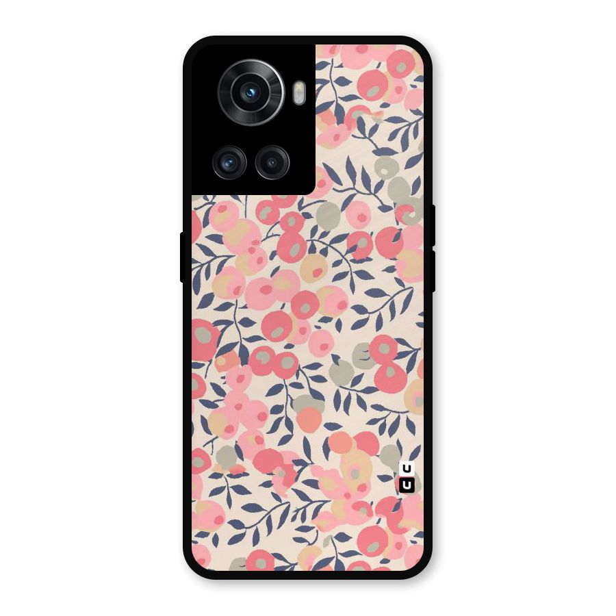 Pink Leaf Pattern Metal Back Case for OnePlus 10R