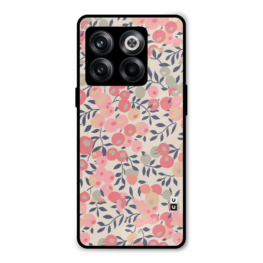 Pink Leaf Pattern Metal Back Case for OnePlus 10T