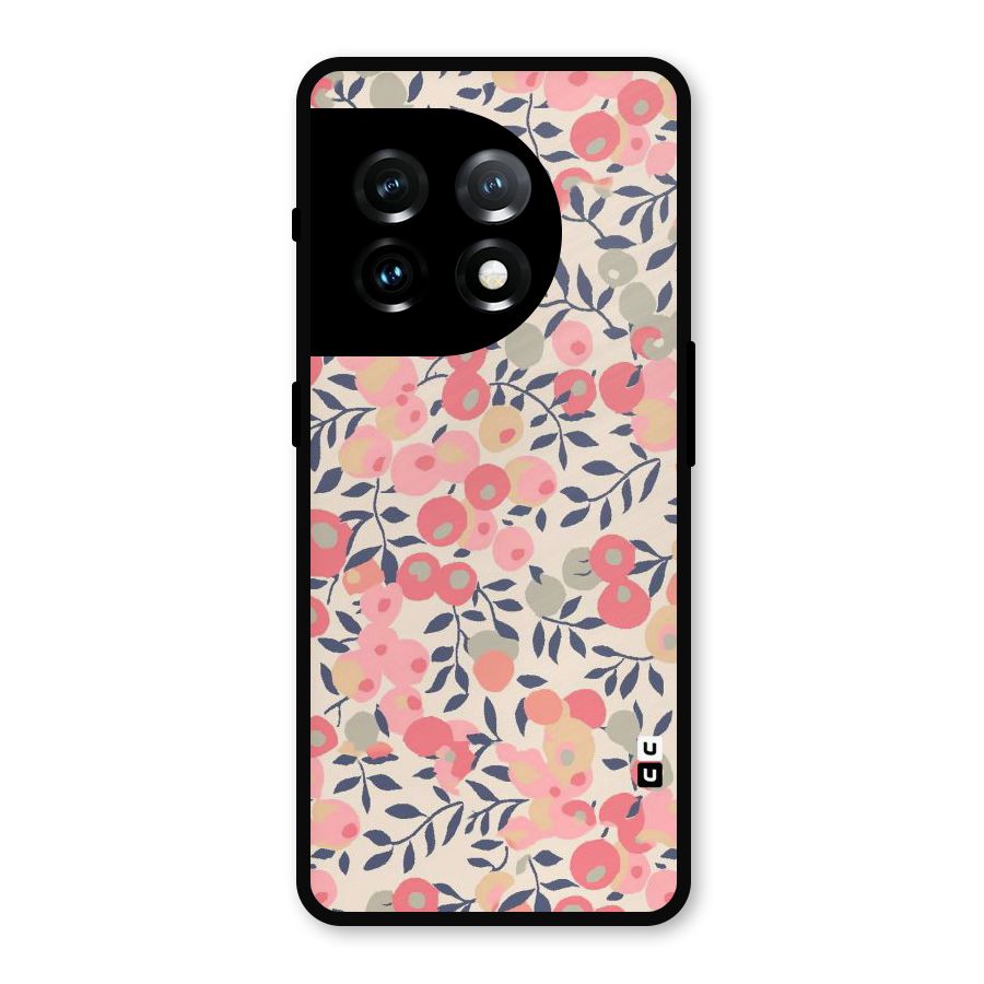 Pink Leaf Pattern Metal Back Case for OnePlus 11