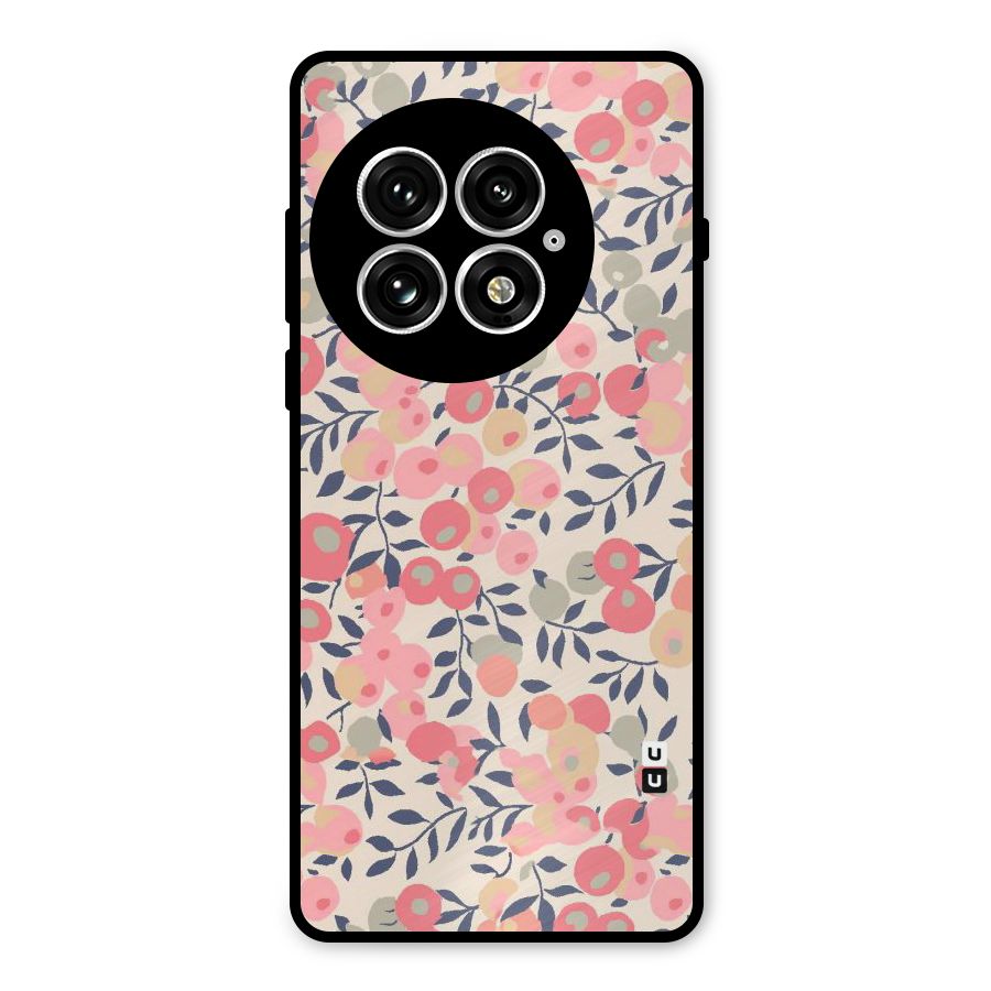 Pink Leaf Pattern Metal Back Case for OnePlus 13