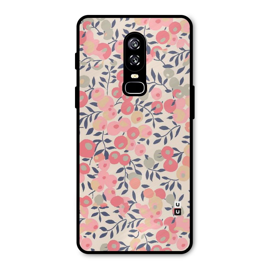 Pink Leaf Pattern Metal Back Case for OnePlus 6