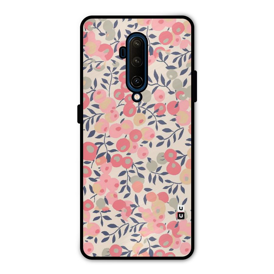 Pink Leaf Pattern Metal Back Case for OnePlus 7T Pro
