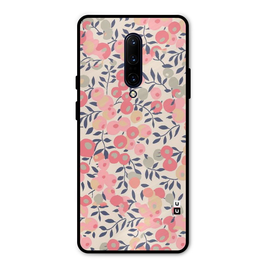Pink Leaf Pattern Metal Back Case for OnePlus 7 Pro