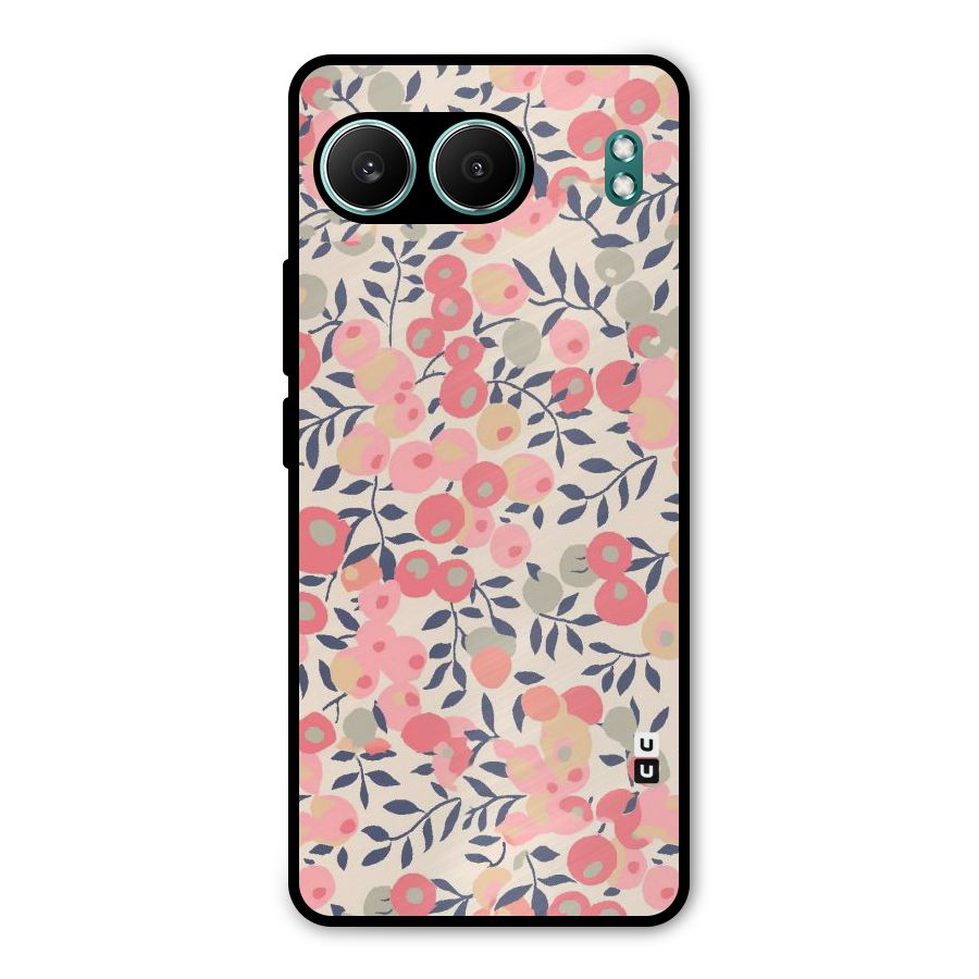 Pink Leaf Pattern Metal Back Case for OnePlus Nord 4