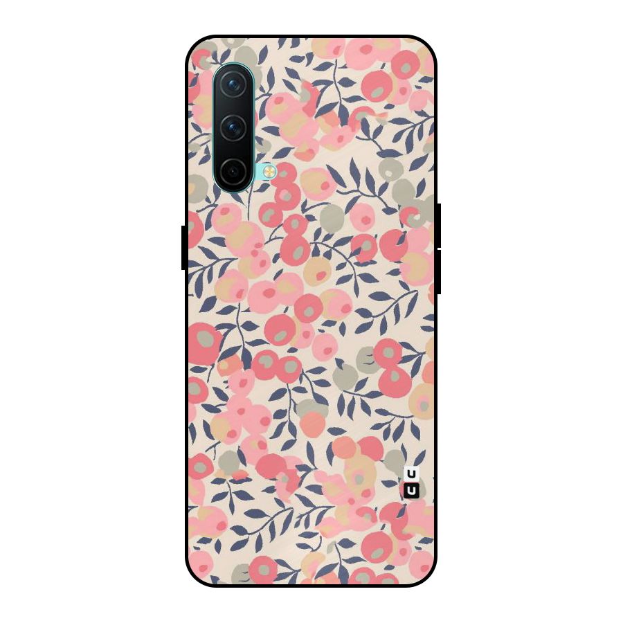 Pink Leaf Pattern Metal Back Case for OnePlus Nord CE 5G