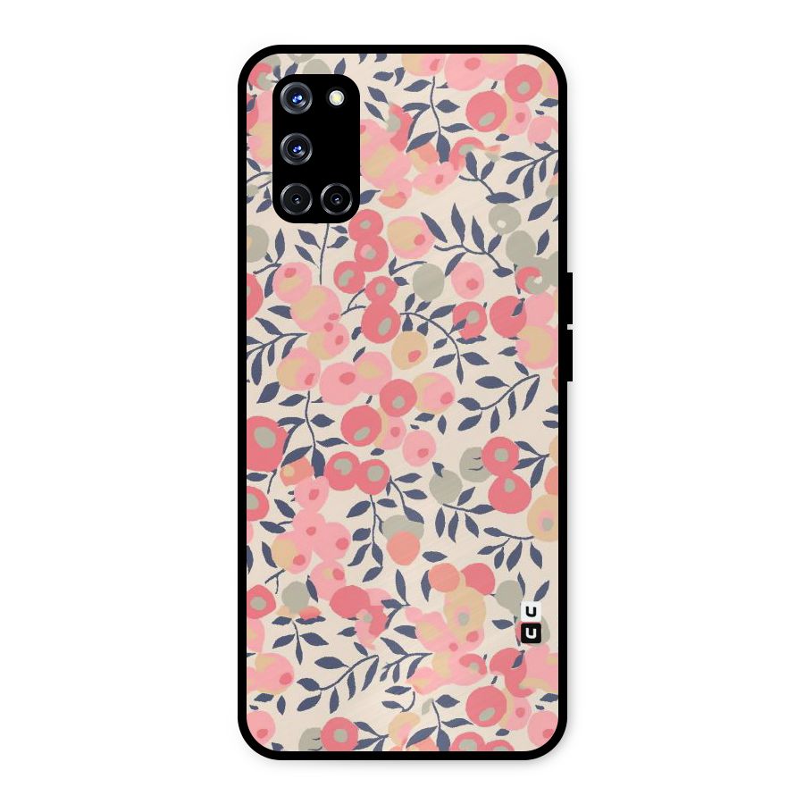 Pink Leaf Pattern Metal Back Case for Oppo A52